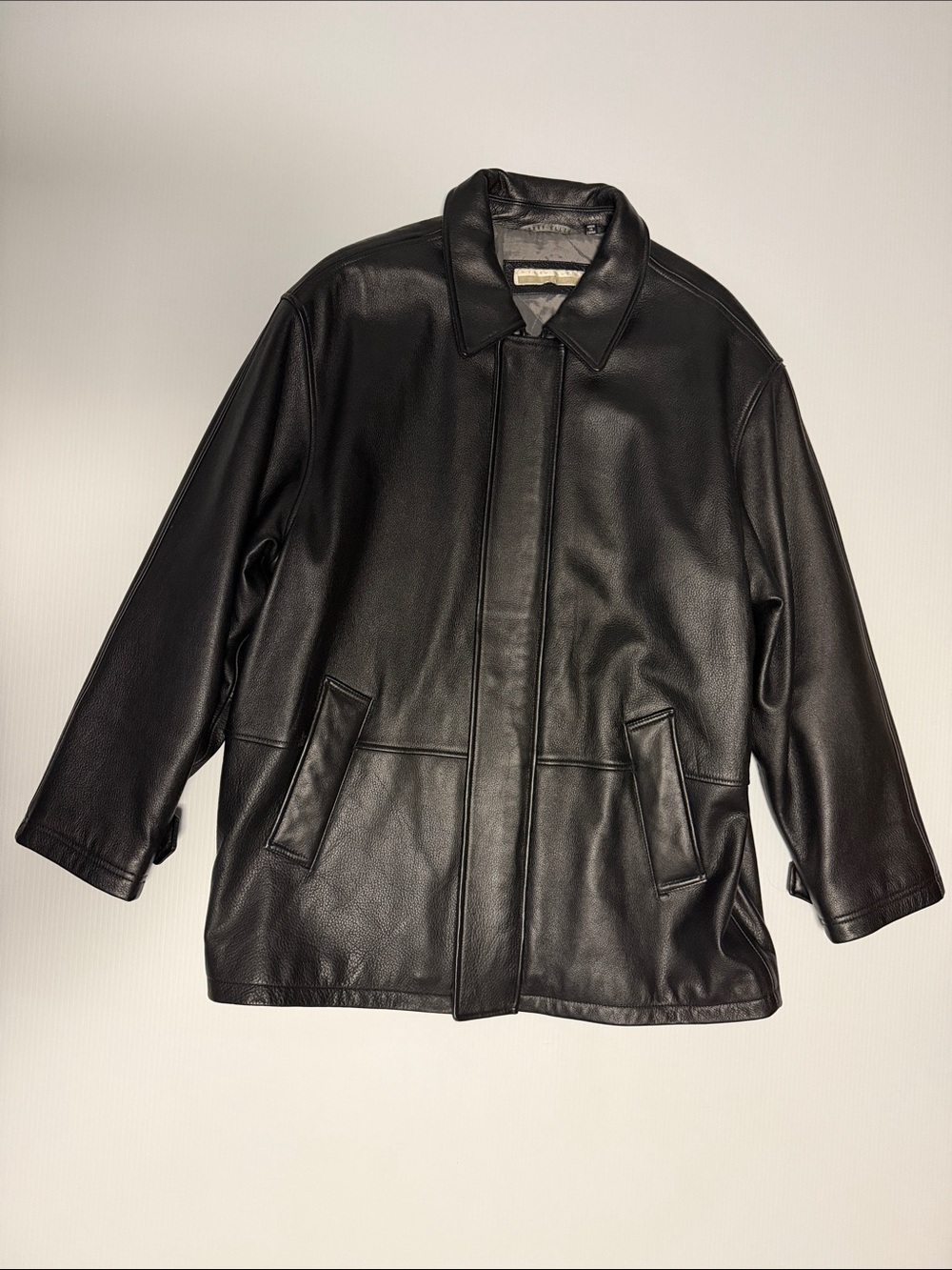 Perry Ellis Black Leather Trench Coat
